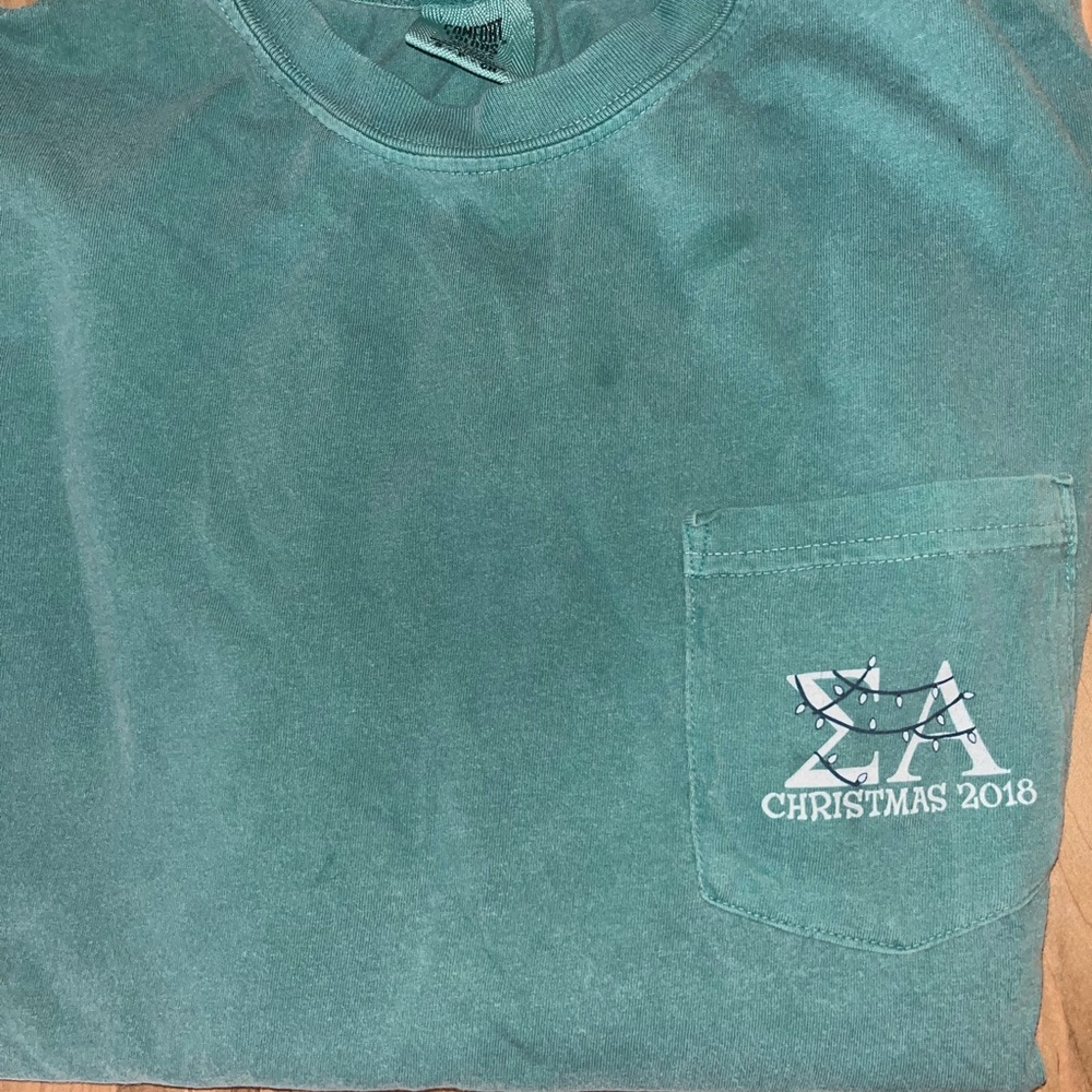 Comfort Colors Teal Christmas long sleeve  T-Shirt Sigma Alpha